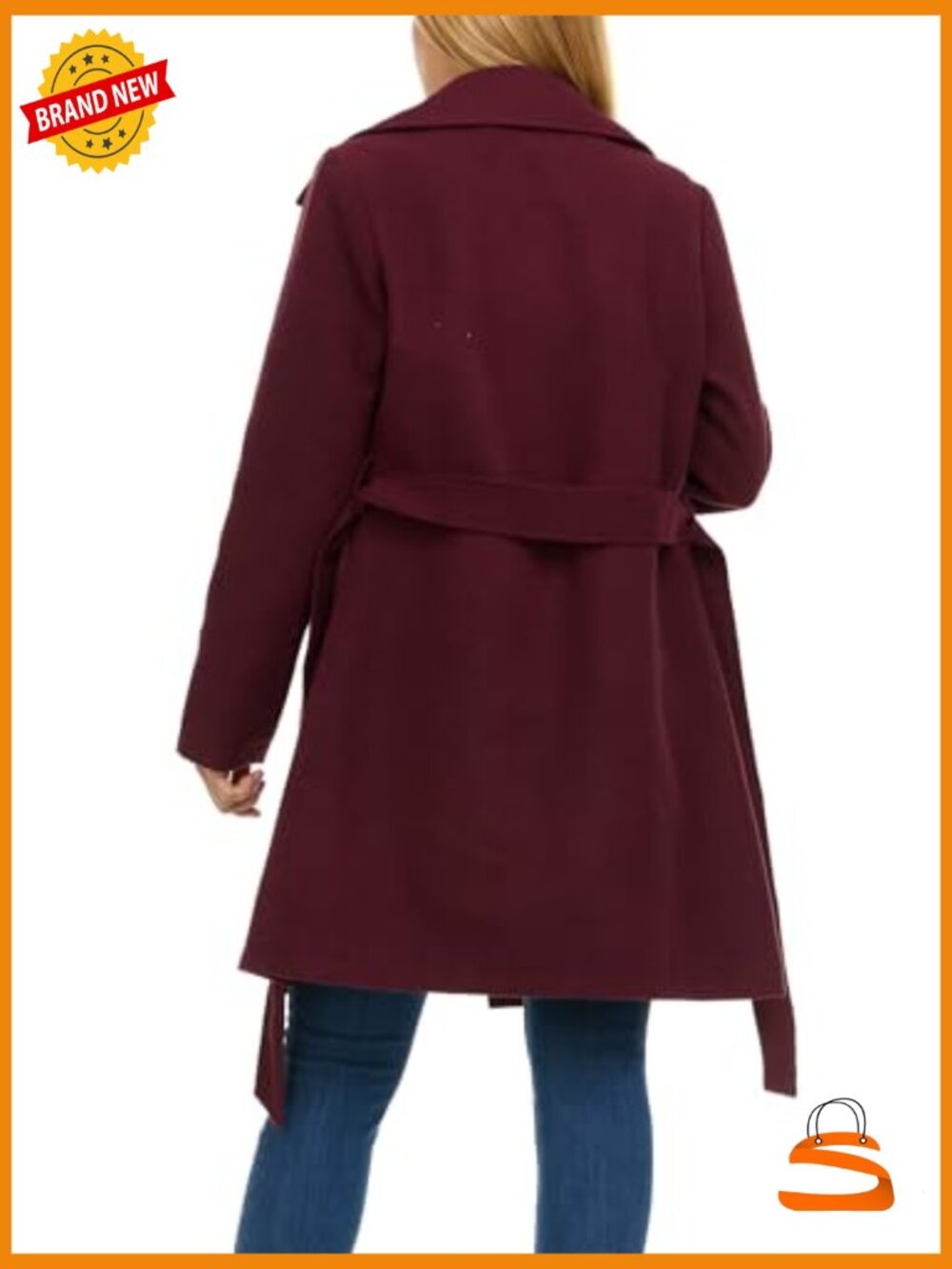 Double-Breasted Faux Wool Trench Coat Structured Fit - Picture 5 of 7